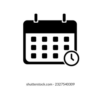Calendar icon vector. Calendar symbol, clock icon, flat icon