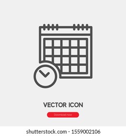 Calendar icon vector. Calendar symbol. Linear style sign for mobile concept and web design. Calendar symbol illustration. Pixel vector graphics - Vector.