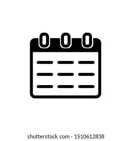 Calendar icon vector symbol that is isolated on a white background on eps 10