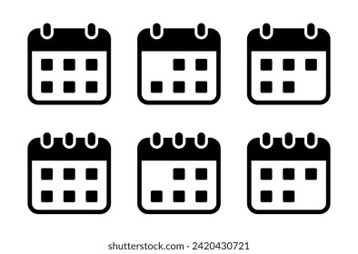 Calendar icon vector in trendy style. Date sign symbol set collection