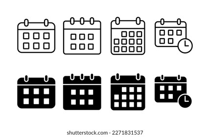 Vector de icono de calendario para aplicaciones web y móviles. Signo y símbolo de calendario. Símbolo de icono de planificación