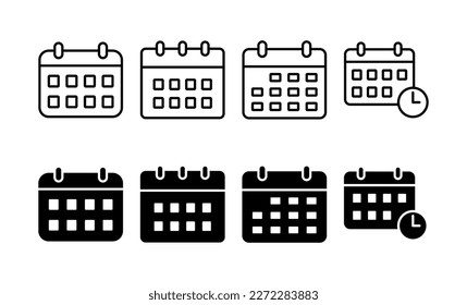 Vector de icono de calendario para aplicaciones web y móviles. Signo y símbolo de calendario. Símbolo de icono de planificación