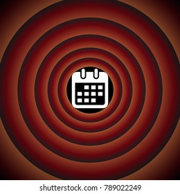 Calendar icon. Vector. White icon on black circle in gradient rings.