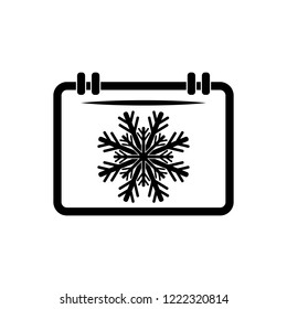 Calendar icon for web, mobile.  Vector sign. Snowflake. Symbol year. Element design.