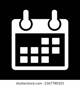 Calendar icon. White icon on black background.
