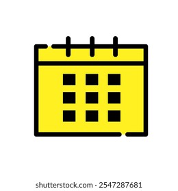 Icono de calendario con color amarillo y Arte vectorial