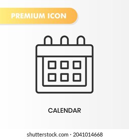 icono de calendario para el diseño de tu sitio web, logotipo, aplicación, interfaz de usuario. Ilustración gráfica vectorial y trazo editable. diseño de esquema de icono de calendario.