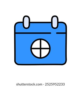 Calendar icon.Blue schedule vector illustration. Flat design style.