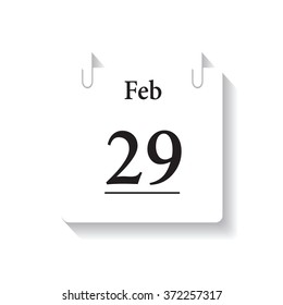 calendar icon.Calendar on white background.29  February.