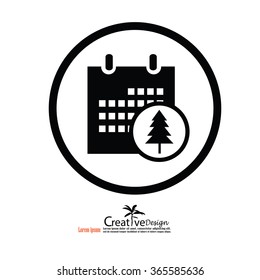 Calendar icon.calendar with pine tree. vector illustration. Flat design style