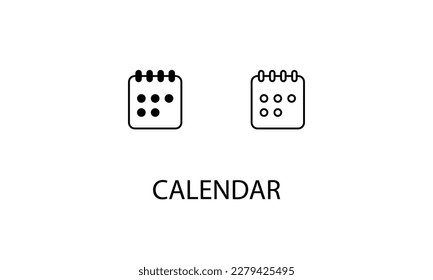 Calendar icons with 2 styles outline icon, glyph icon, vector stock