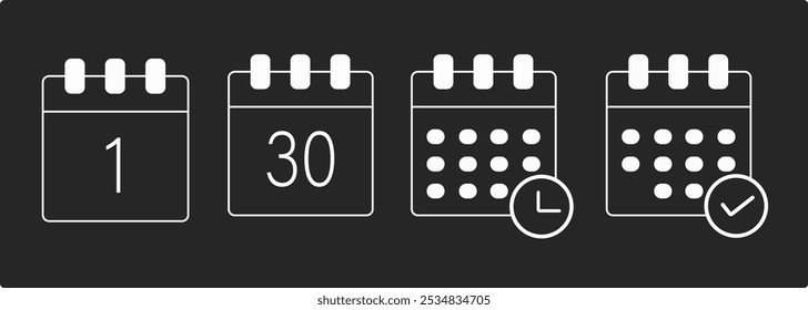 Ícones de calendário - Acme Series Ícone de calendário em botões de círculo de cor plana. ilustração símbolo de sinal de vetor isolado