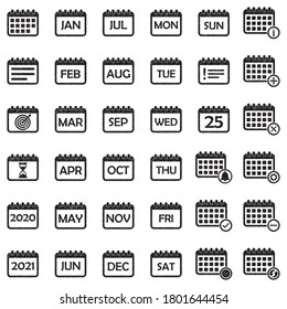 Calendar Icons. Black Scribble Design. Vector Illustration.