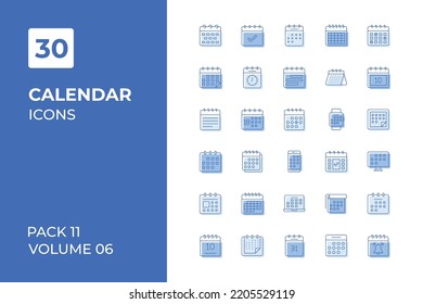 Calendar icons collection. Set vector line with elements for mobile concepts and web apps. Collection modern icons.
