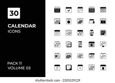 Calendar icons collection. Set vector line with elements for mobile concepts and web apps. Collection modern icons.