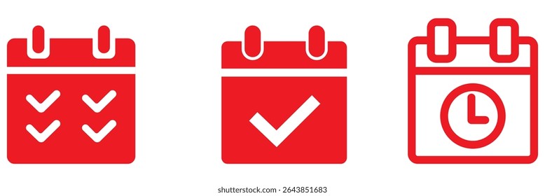Calendar Icons collection - vector. Calendar symbols isolated. Line style Icon. Flat icon. Editable stroke. Vector Icon
