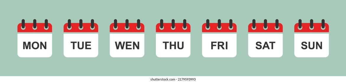 Calendar Icons Days Week Monday Tuesday Stock Vector Royalty Free 2179593993 Shutterstock 4436
