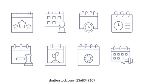 Calendar icons. Editable stroke. Containing time management, wall calendar.
