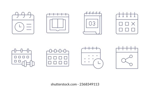 Calendar icons. Editable stroke. Containing calendar, schedule, wall calendar.