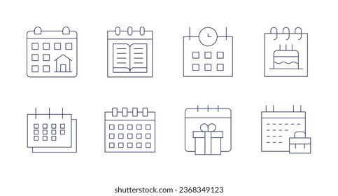 Calendar icons. Editable stroke. Containing calendar, gift, schedule.