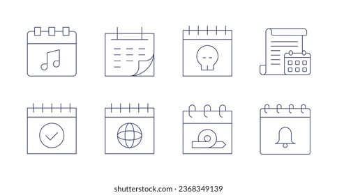Iconos del calendario. Trazo editable. Con fecha de nacimiento, fecha de parto, regalo.