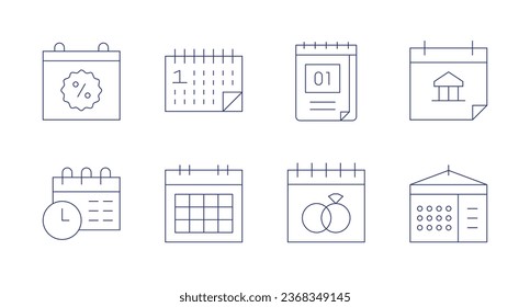 Calendar icons. Editable stroke. Containing time management, wall calendar.