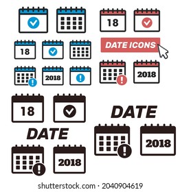 Calendar Icons. Event add delete progress