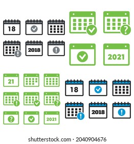 Calendar Icons. Event add delete progress
