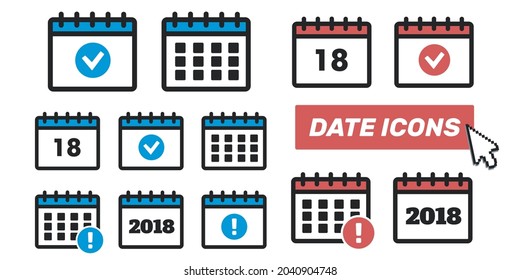Calendar Icons. Event add delete progress