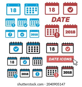 Calendar Icons. Event add delete progress