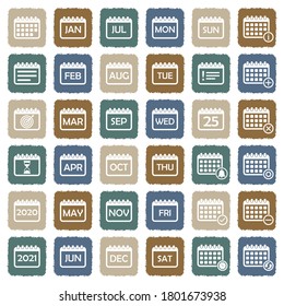 Calendar Icons. Grunge Color Flat Design. Vector Illustration.