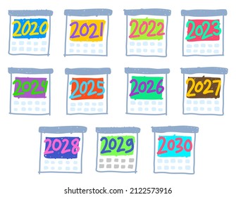Calendar icons hand draw. Year calendar