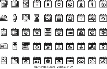 Calendar icons High-Quality Vector Icons Collection with Editable Stroke. Ideal for Professional and Creative Projects.