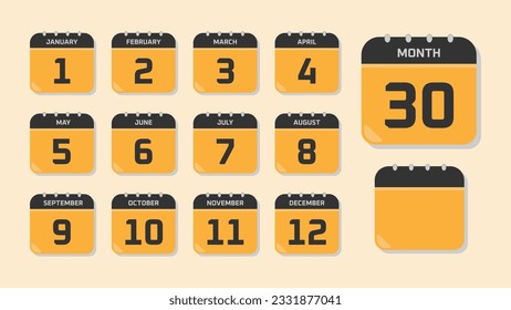 Calendar Icons Illustration Vector Yellow