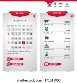 calendar and icons of the most popular events, eps10, contains transparencies for a high realistic effect