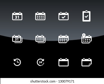 Calendar icons on black background. Vector illustration.