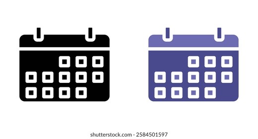 Calendar icons pack in black and colored version