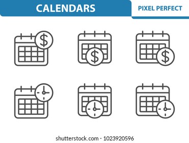 Calendar Icons. Professional, pixel perfect icons optimized for both large and small resolutions. EPS 8 format. 3x size for preview.