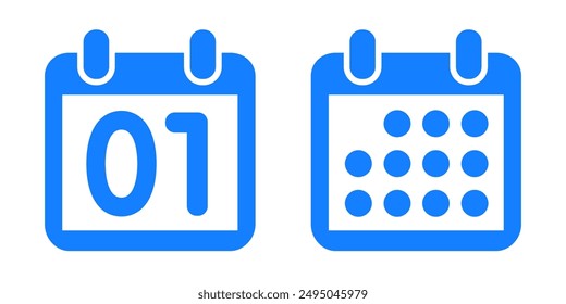 Calendar icons. Schedule, reminder, time management, meeting deadlines, appointment, organizer, important date. Set of calendar symbols