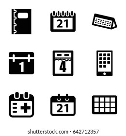 Calendar icons set. set of 9 calendar filled icons such as medical appointment