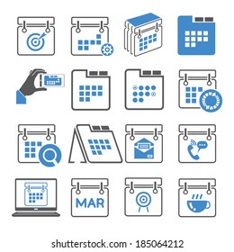 calendar icons set, blue icons