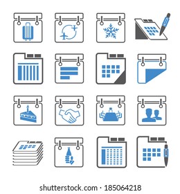 calendar icons set, blue icons