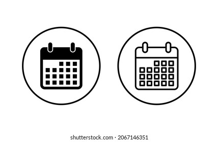 Calendar icons set. Calender sign and symbol. Schedule icon symbol