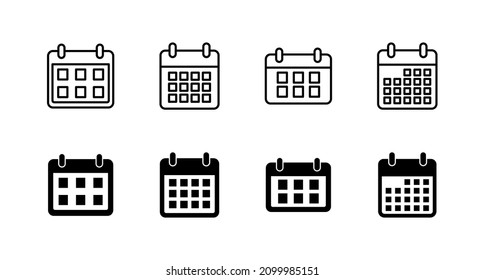 Calendar icons set. Calender sign and symbol. Schedule icon symbol