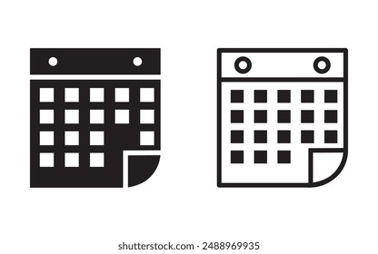 Calendar icons set. Calendrer symbol.  Deadline. Date. Time, calendar glyph icon, schedule appointment icon.