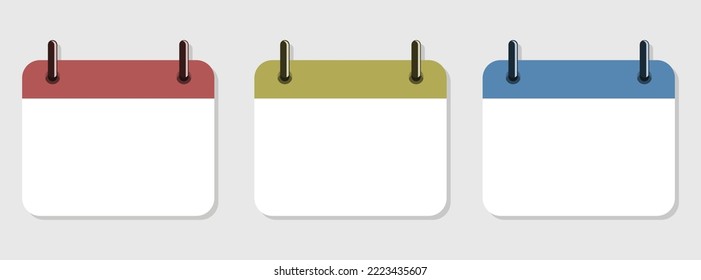 Calendar icons. Set of colored calendars. Vector illustration. Time management concept