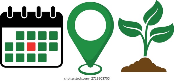 Conjunto de iconos de calendario, recordatorio de programación de fechas y Vector de planificación de eventos