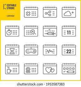 calendar icons set - editable stroke