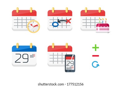 Calendar icons set / Flat style