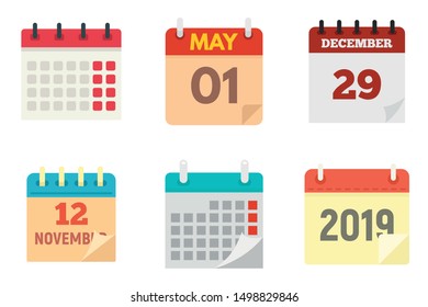 Calendar icons set. Flat set of calendar vector icons for web design